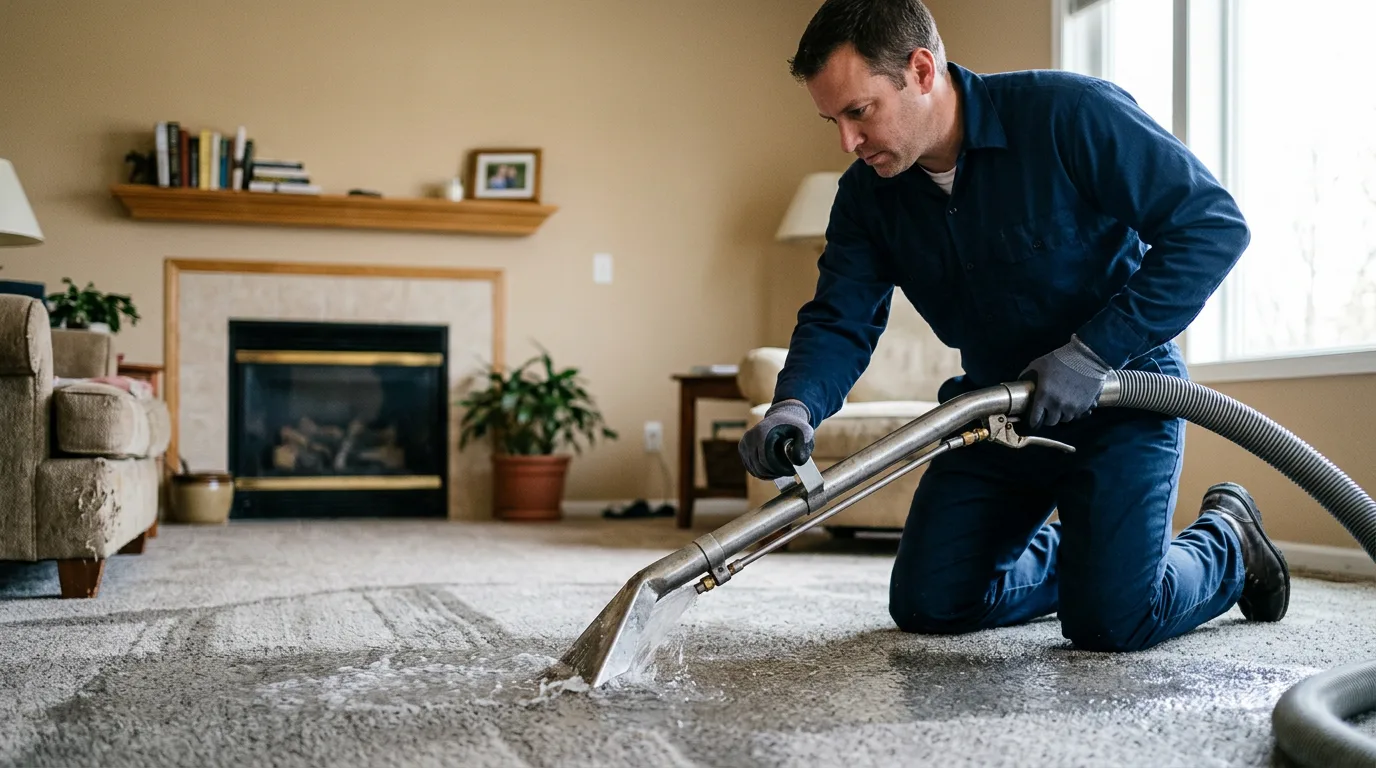 Water damage restoration technician working near Mountainburg, AR